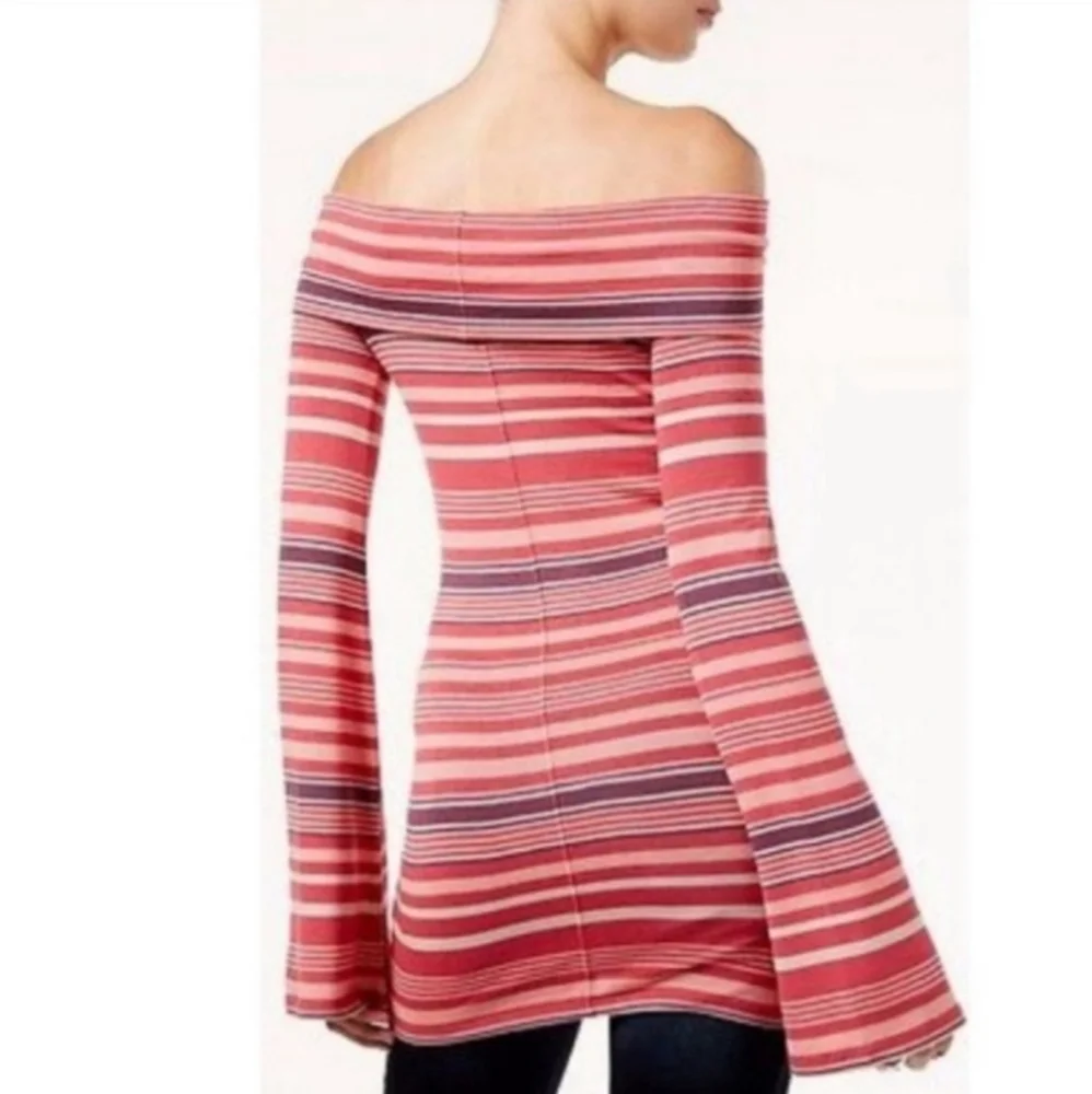 NWT FREE PEOPLE Portland Striped Retro Pink Tunic Top - Picture 2 of 10